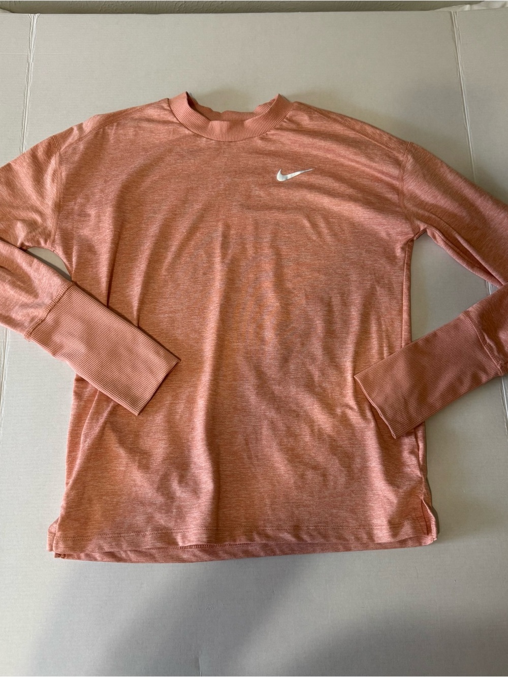 Nike Pink Coral Heather Long Sleeve with White Swoosh